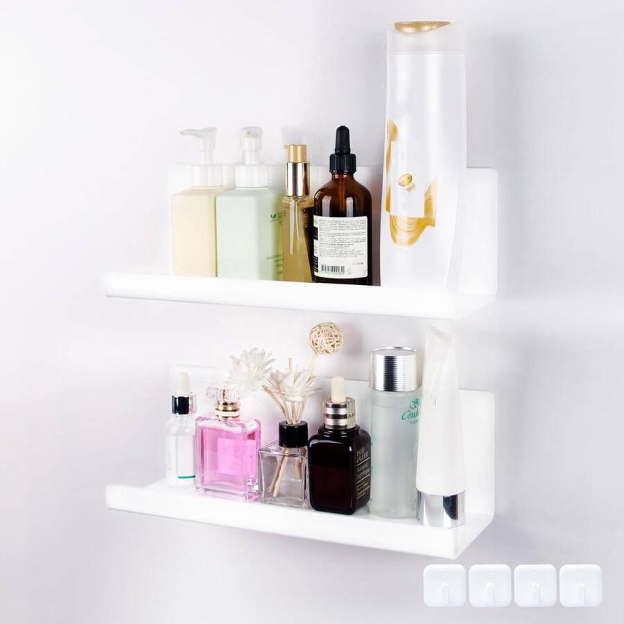 Zwevende wandplanken van acryl 2 stuks zwevende boekenkast zonder boren fotoplanken wandplanken voor badkamer keuken woonkamer