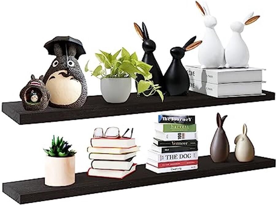 Zwevende Wandplanken voor Slaapkamer en Badkamer Set van 2 Massief Houten Planken 36 Inch