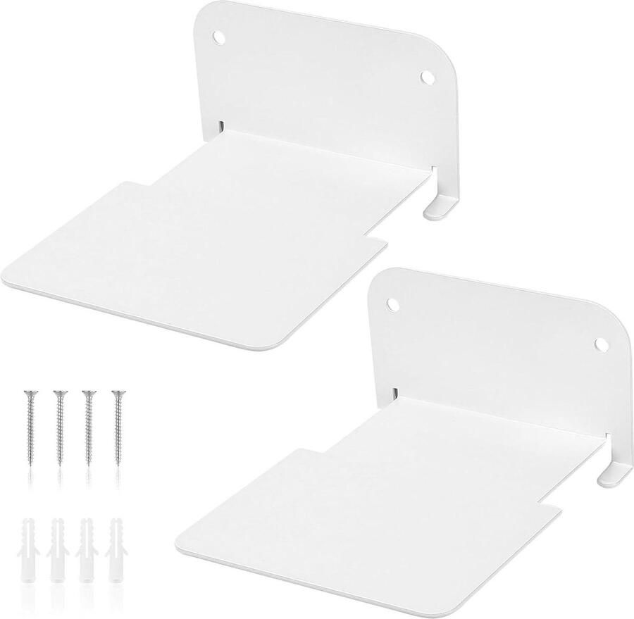 Zwevende Wandplanken Wanddecoratie 2 stuks Wit Metalen