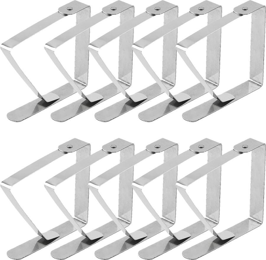 Zynewa tafelkleedklemmen (20 stuks) 5 x 4 cm roestvrijstalen tafelkleedklemmen voor buiten voor familietafels picknicks feesten bruiloften feesttafels buffetten barbecues en tuinfeesten (zilver)