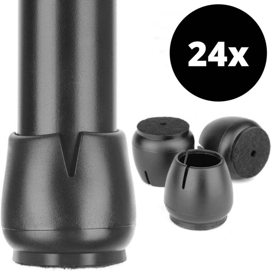 EarKings Stoelpoot Beschermers Vloerbeschermer Ø12-16 mm Stoelpoot Doppen Meubeldoppen 24 stuks Ronde Stoeldoppen Vloerbeschermers Stoelen Zwart