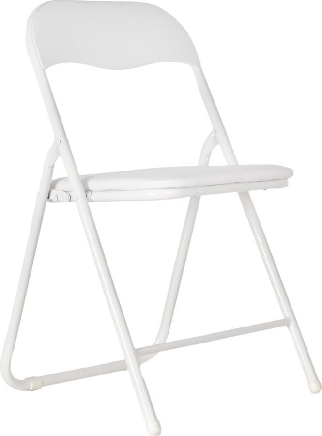 EASTWALL Klapstoel Premium – Vouwstoel – Bijzetstoel Binnen – tot 90kg belastbaar – 43cm zithoogte Staal katoen PVC Wit