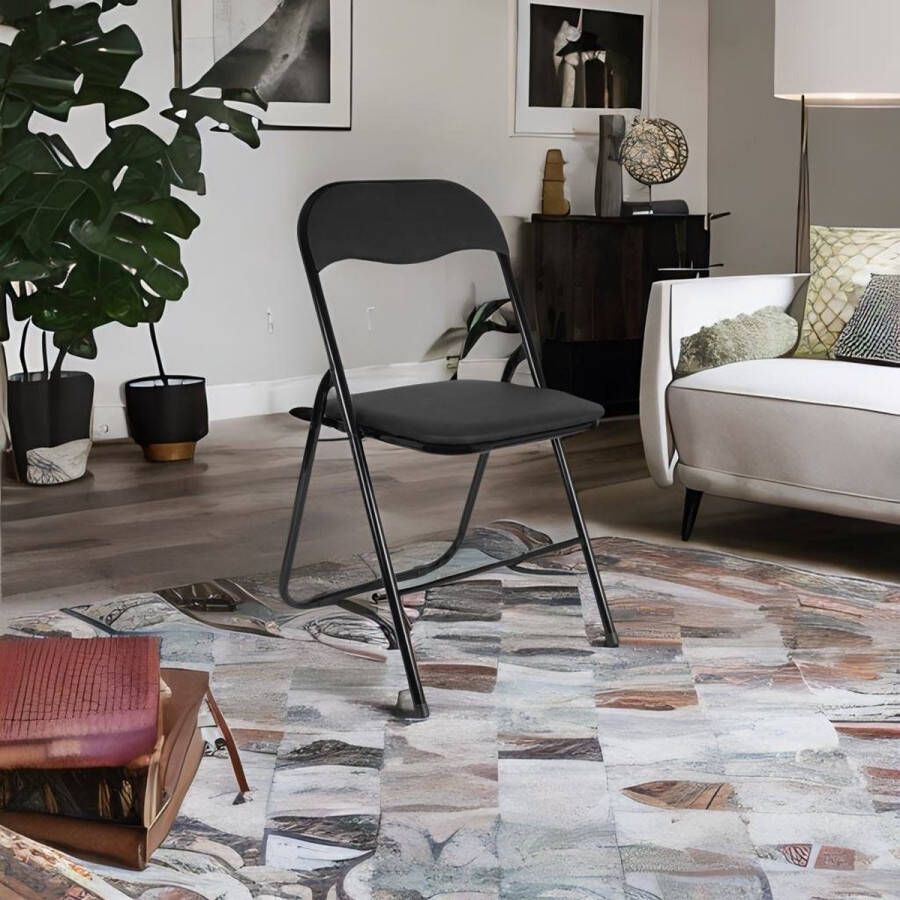 EASTWALL Vouwstoel premium – Comfortabele tuinstoel – Ruimtebesparende Klapstoel – Zeer stevige Campingstoel – Zwarte Tafelstoel – 45 5x43x77 5cm – tot 90kg belastbaar – 43cm zithoogte