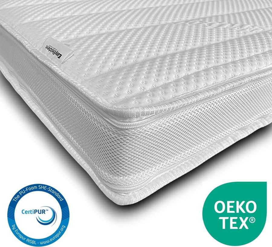 Easy Bedden EasyBedden Topdekmatras XXL Topper 90x200 12 cm dik Silver Tencel hoes Visco Nasa Traagschuim GEL circa 12cm dik Orthopedisch