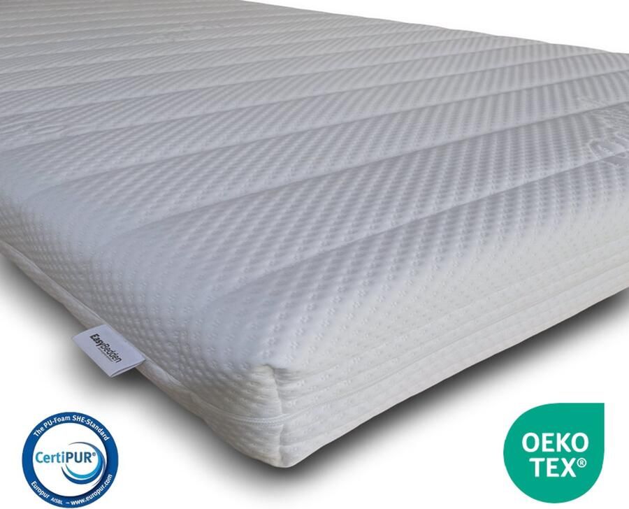 Easy Bedden Luxe Comfort Topper Topdekmatras 80x190 Circa 9 cm Hybride Purschuim Medium Stevigheid Premium Bamboe Hoes Afritsbaar & Wasbaar Anti-allergisch & Hypoallergeen CertiPUR & Oeko-Tex Gratis Thuisbezorgd