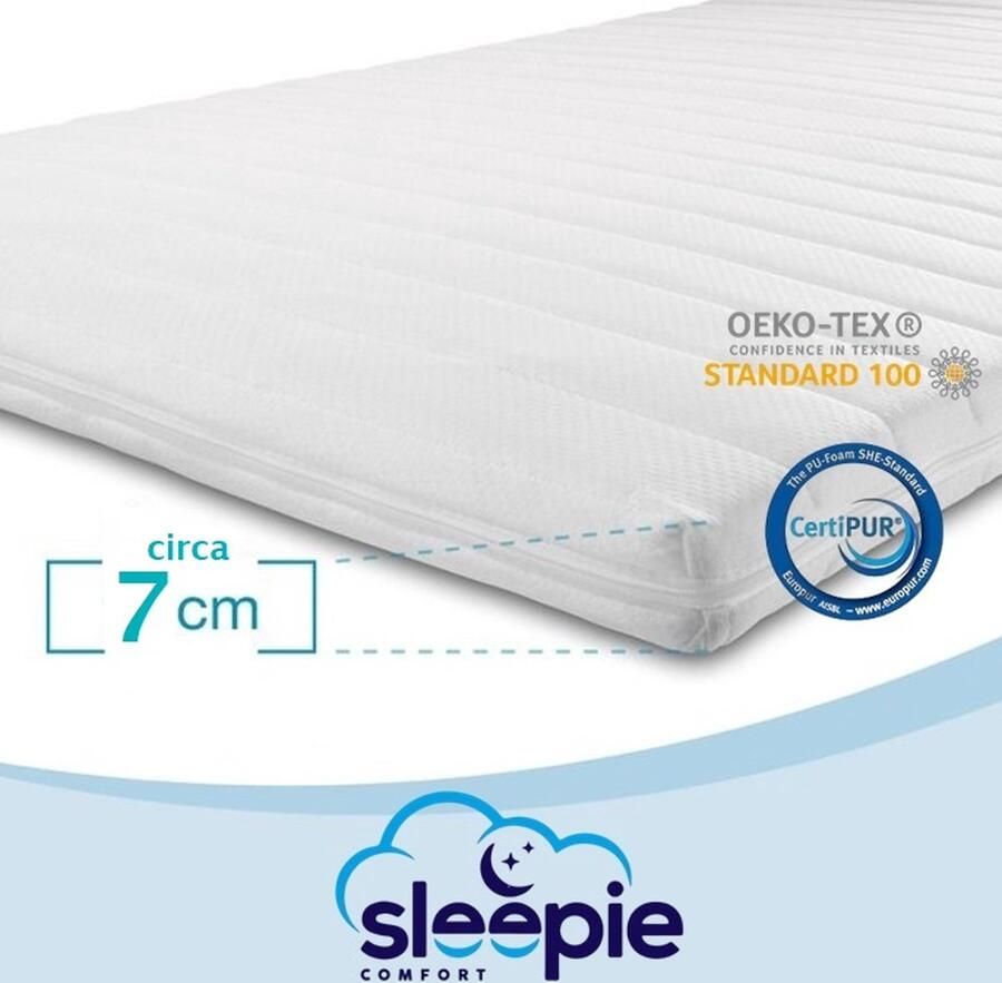 Sleepie Comfort Topmatras 80x190 Topper HR Koudschuim Medium hardheid Hybrid Topdekmatras circa 7 cm Afritsbaar Wasbaar Tijk Orthopedisch Anti-allergisch Topper Hotel XL Anti Bacterieel CertiPUR en Okoetex gecertificeerd - Foto 2
