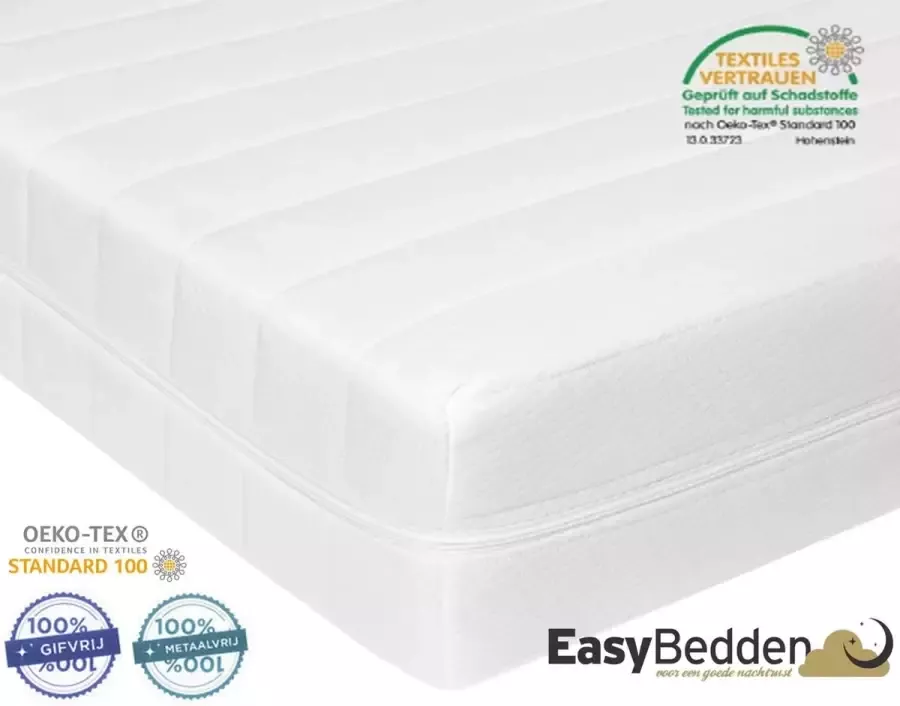 Easy Bedden EasyBedden koudschuim HR45 matras 100x220 14 cm – Luxe uitvoering Premium tijk ACTIE 100% veilig product