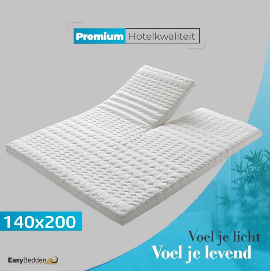 Easy Bedden SPLIT Topper matras 140x200 – Topdekmatras HR45 Koudschuim – Antibacterieel Orthopedisch Verantwoord 4 Seizoenen Premium Wasbare Afritsbare Hoes circa 9 cm dik