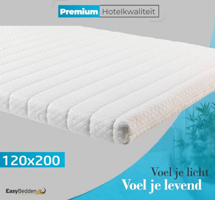 Easy Bedden Topper matras 120x200 – Topdekmatras XXL Hybride Purschuim HR Koudschuim – Antibacterieel Orthopedisch Verantwoord 4 Seizoenen Luxe Wasbare Hoes circa 9 cm dik