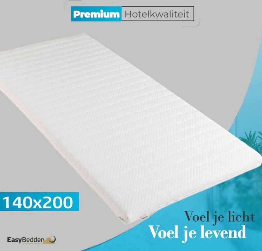 Easy Bedden Topper matras 140x200 – Topdekmatras HR45 Koudschuim – Antibacterieel Orthopedisch Verantwoord 4 Seizoenen Premium Wasbare Afritsbare Hoes circa 7 cm dik