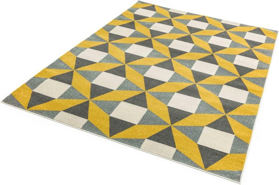 Easy living colt-fan-mustard Vloerkleed 160x230 Rechthoek Laagpolig Tapijt Modern Geel Grijs - Foto 2