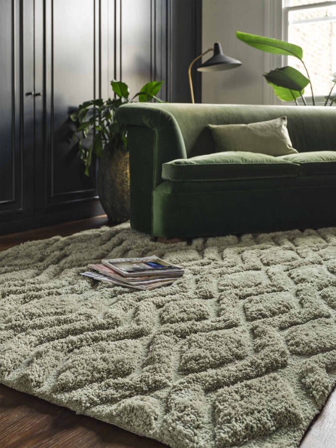 Easy living Harrison Sage Vloerkleed 200x290 Rechthoek Laagpolig Tapijt Modern Groen