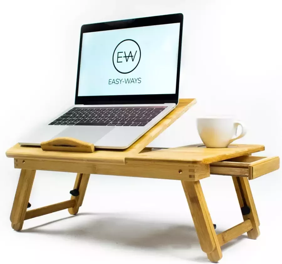 Easy-Ways Verstelbare Bamboe Laptoptafel met Lade