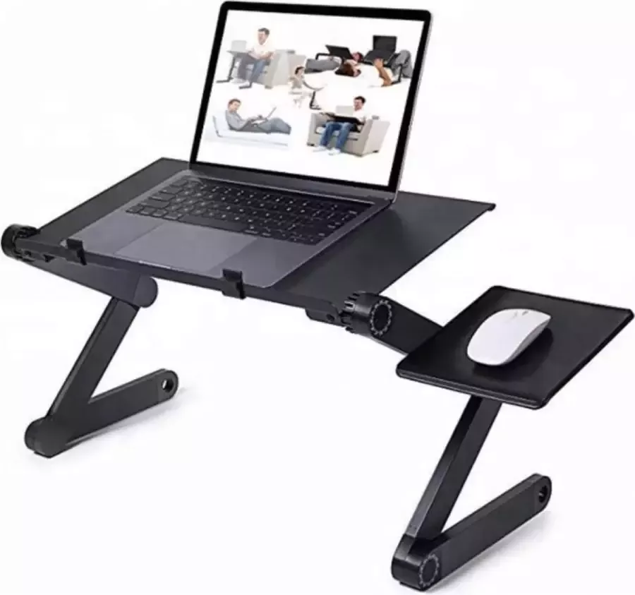 Easy-Ways Verstelbare Laptoptafel Aluminium Met Muispad Laptopstandaard Bedtafel Thuis Werken 48 * 26 CM 360 graden