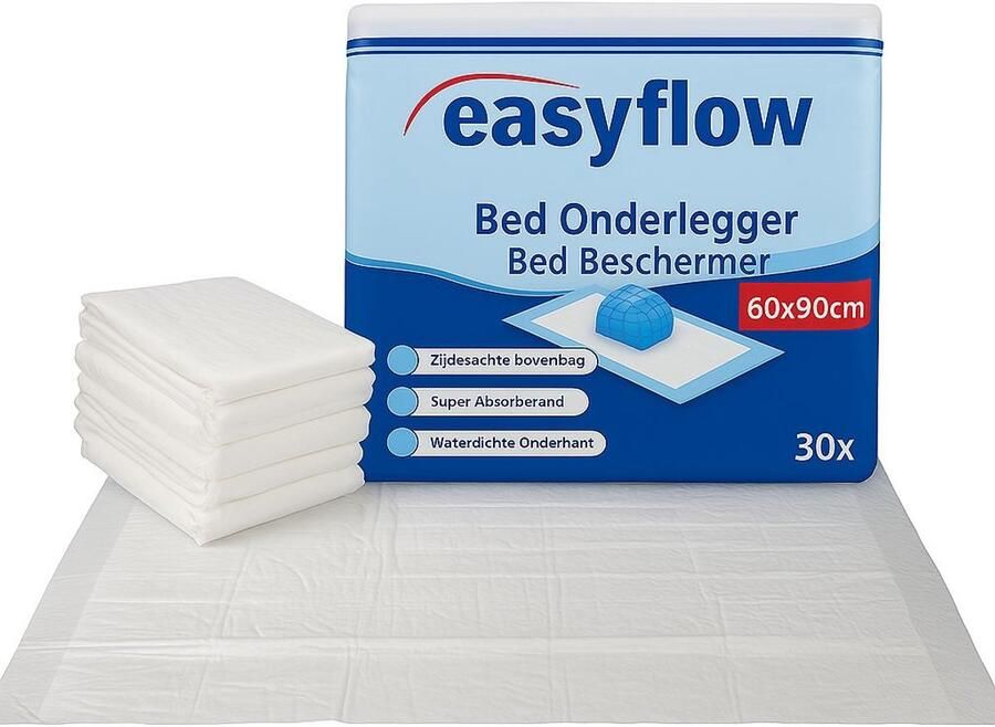 Easyflow 30 stuks Incontinentie onderlegger voor matras 30 stuks in bulk verpakking 60 x 90 cm hoge kwaliteit onderlegger beste prijs kwaliteit