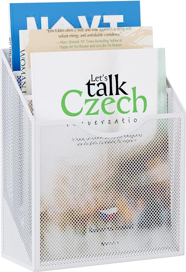 EasyPAG 3-vaks metalen portret A4 bureau organizer brochure standaard documenthouder brievenbak tijdschriftenhouder wand wit