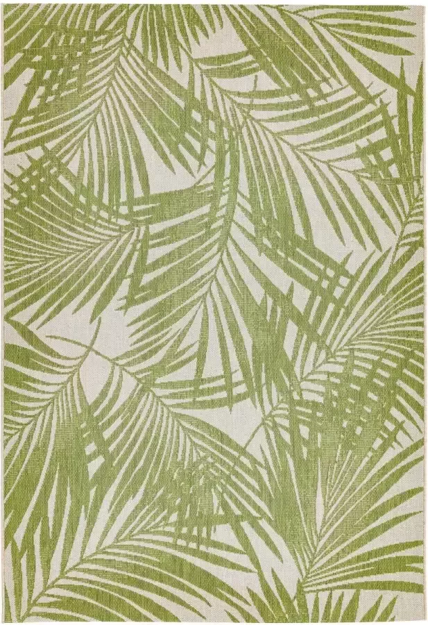 Eazy Living Easy Living Patio-15-Green-Palm Vloerkleed 200x290 Rechthoek Buiten Laagpolig Tapijt Landelijk Beige Groen