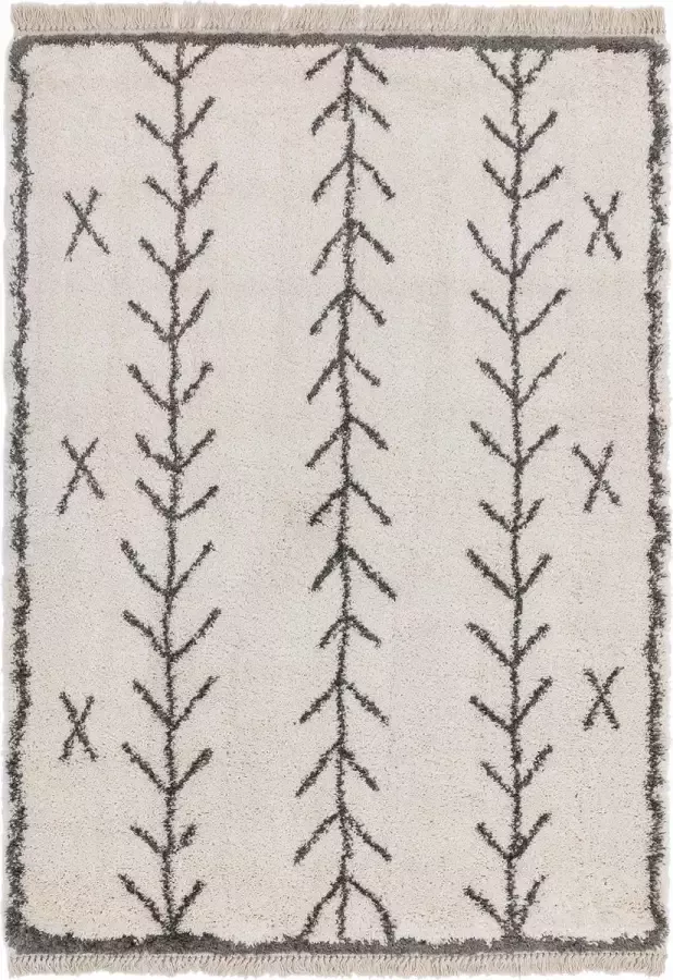Eazy Living Easy Living Rocco-cream-Arrow Vloerkleed 160x230 Rechthoek Berber Shaggy Tapijt Modern Beige Grijs