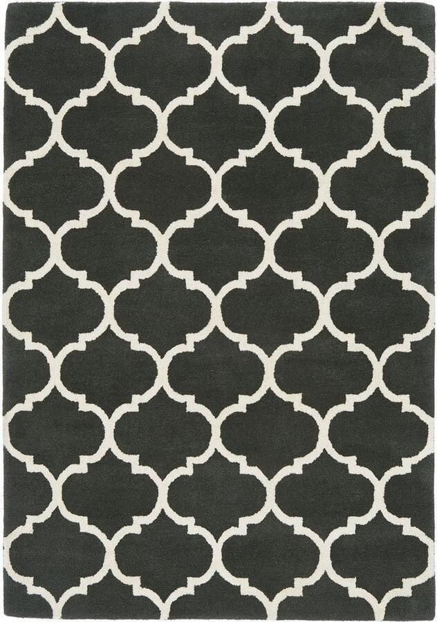 Eazy Living Easy Living Albany-Ogee-Charcoal Vloerkleed 160x230 Rechthoek Laagpolig Tapijt Klassiek Zwart_wit