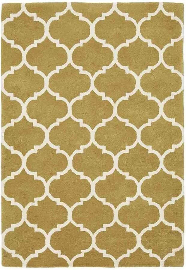 Eazy Living Easy Living Albany-Ogee-Ochre Vloerkleed 160x230 Rechthoek Laagpolig Tapijt Klassiek Geel Wit