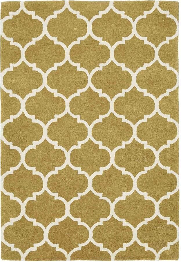 Eazy Living Easy Living Albany-Ogee-Ochre Vloerkleed 160x230 Rechthoek Laagpolig Tapijt Klassiek Geel Wit
