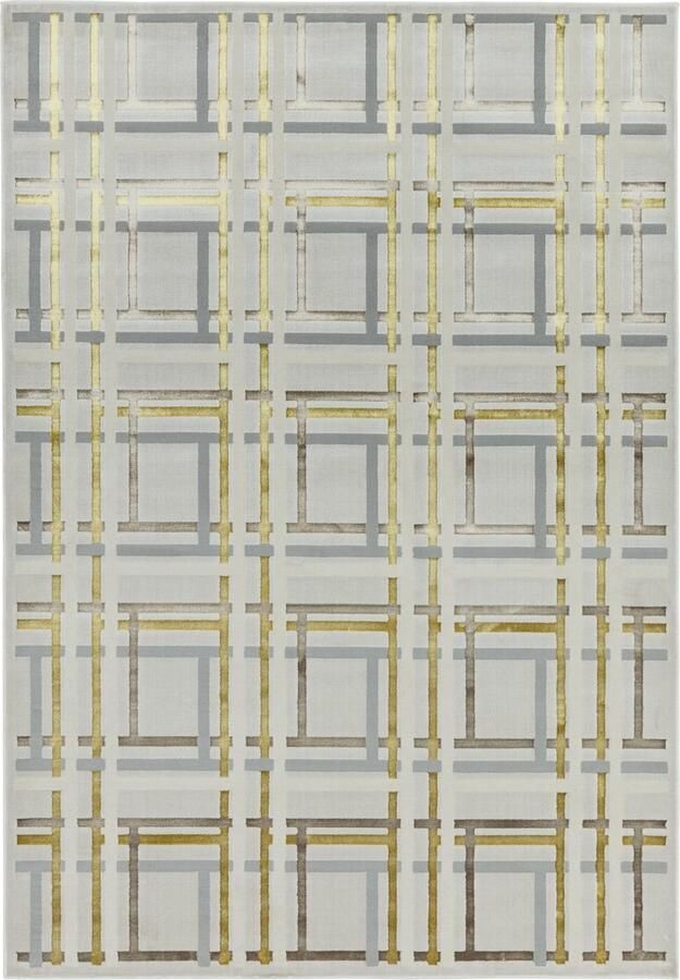 Eazy Living Easy Living Aurora-au15-Elexus Vloerkleed 160x230 Rechthoek Laagpolig Tapijt Modern Goud Grijs