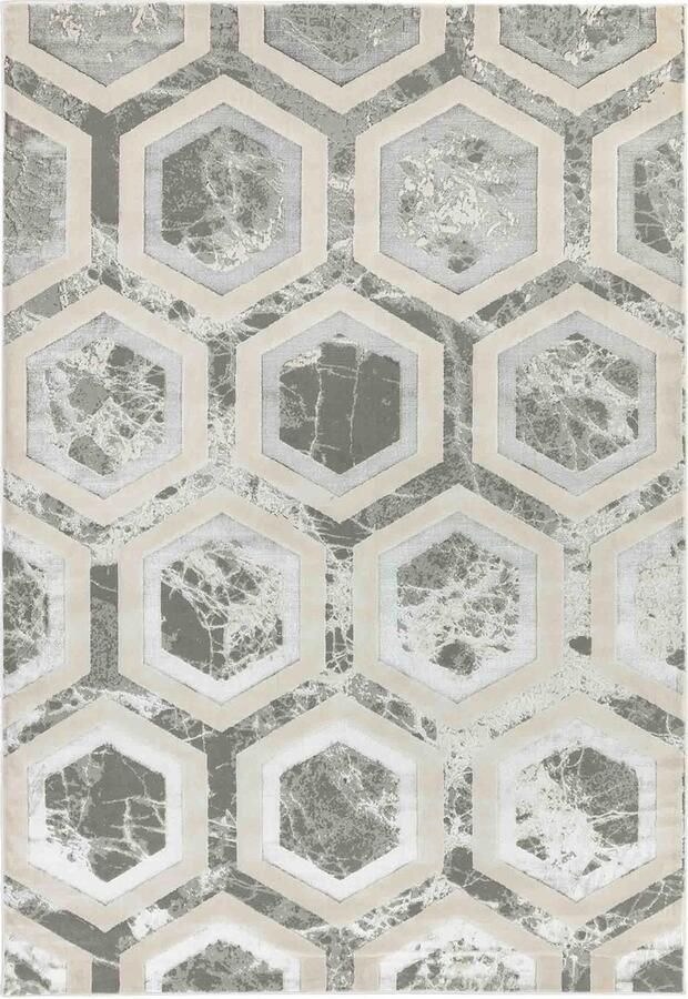 Eazy Living Easy Living Aurora-Crystal Vloerkleed 160x230 Rechthoek Laagpolig Tapijt Klassiek Meerkleurig Zilver