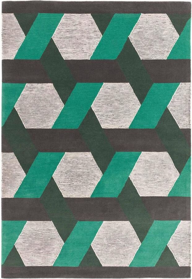 Eazy Living Easy Living Camden-Rug-Green Vloerkleed 160x230 Rechthoek Laagpolig Tapijt Modern Meerkleurig