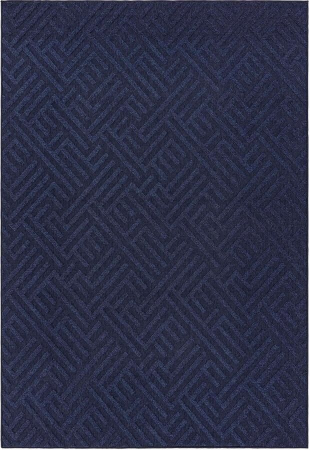 Eazy Living Easy Living Easy Living Antibes Blue Linear Vloerkleed 200x290 Rechthoek Buiten Laagpolig Structuur Tapijt Modern Blauw