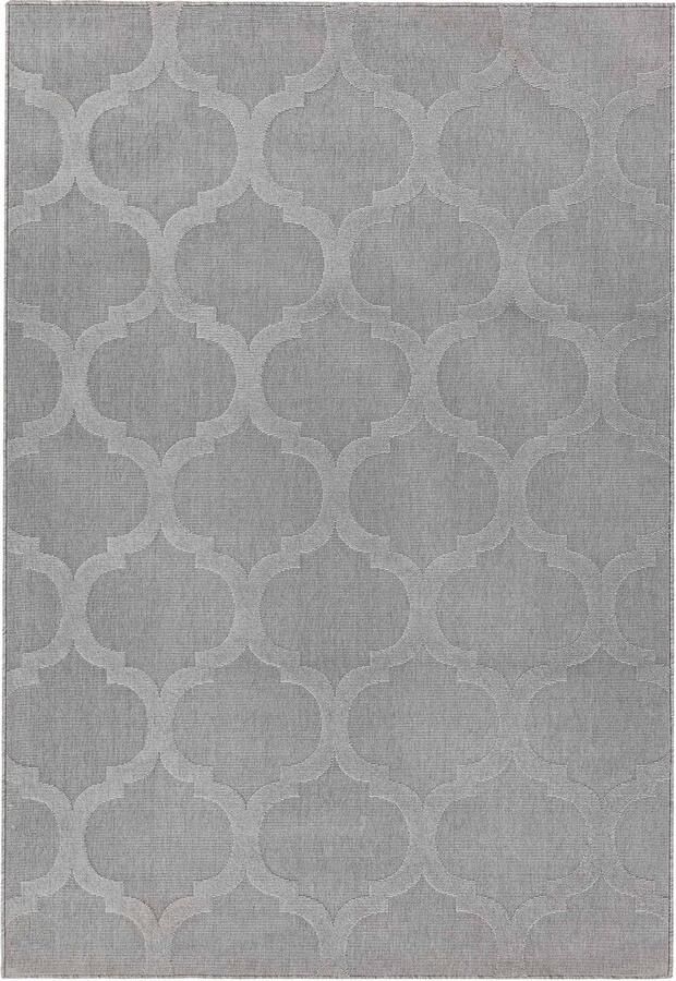 Eazy Living Easy Living Easy Living Antibes Grey Trellis Vloerkleed 160x230 Rechthoek Buiten Laagpolig Structuur Tapijt Modern Grijs