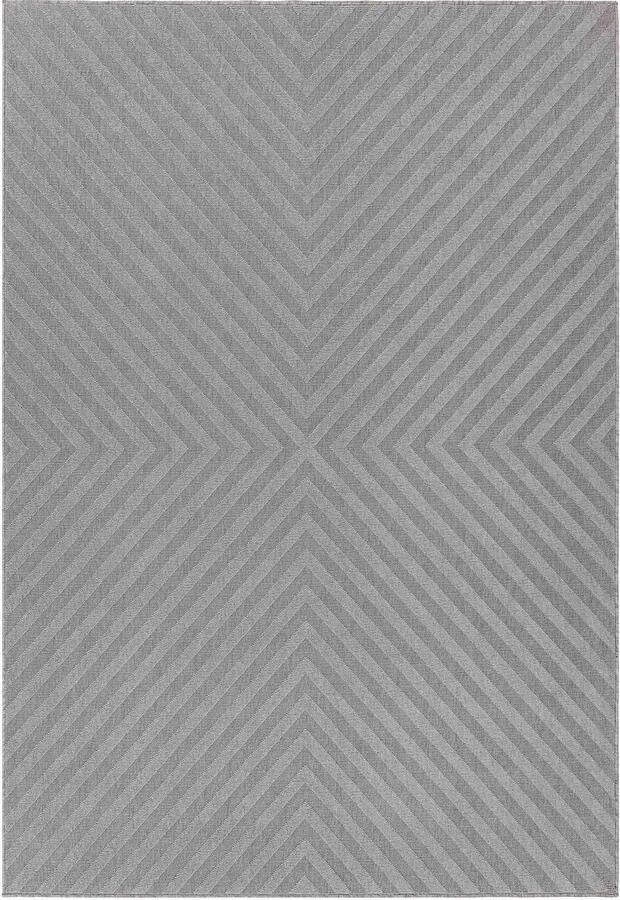 Eazy Living Easy Living Easy Living Antibes Light Grey Arrow Vloerkleed 160x230 Rechthoek Buiten Laagpolig Structuur Tapijt Industrieel Antraciet Grijs