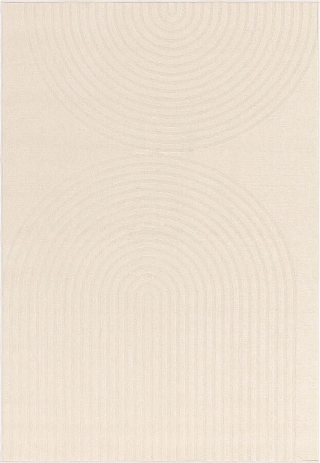 Eazy Living Easy Living Easy Living Antibes White Deco Vloerkleed 160x230 Rechthoek Buiten Laagpolig Structuur Tapijt Modern Beige
