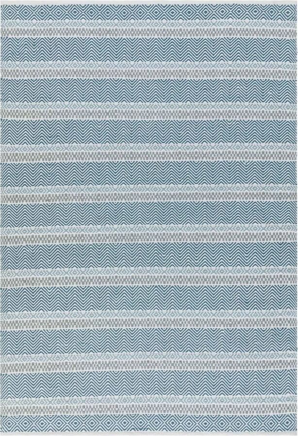 Eazy Living Easy Living Easy Living Boardwalk Blue Multi Vloerkleed 160x230 Rechthoek Buiten Laagpolig Tapijt Modern Blauw Taupe Wit