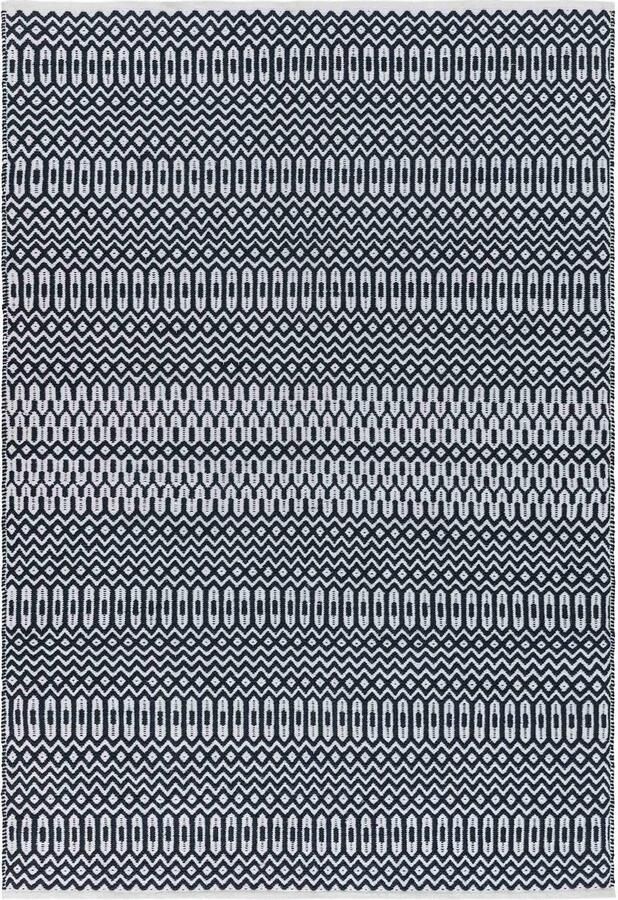 Eazy Living Easy Living Easy Living Halsey Black Vloerkleed 160x230 Rechthoek Buiten Laagpolig Tapijt Modern Wit Zwart Zwart_wit