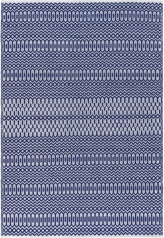 Eazy Living Easy Living Easy Living Halsey Blue Vloerkleed 160x230 Rechthoek Buiten Laagpolig Tapijt Modern Blauw Wit