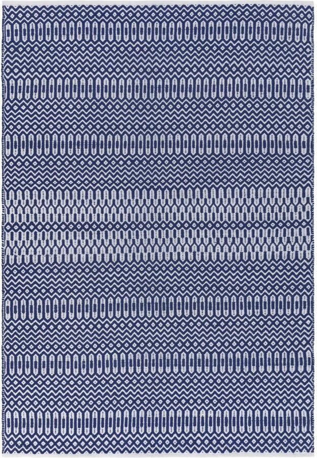 Eazy Living Easy Living Easy Living Halsey Blue Vloerkleed 160x230 Rechthoek Buiten Laagpolig Tapijt Modern Blauw Wit