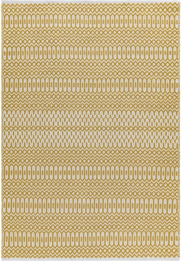 Eazy Living Easy Living Easy Living Halsey Mustard Vloerkleed 160x230 Rechthoek Buiten Laagpolig Tapijt Modern Geel Wit