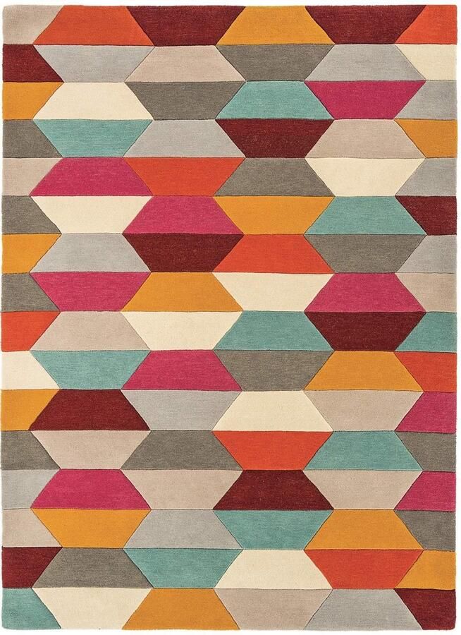 Eazy Living Easy Living Funk-Honeycomb-bright Vloerkleed 140x200 Rechthoek Laagpolig Tapijt Modern Meerkleurig
