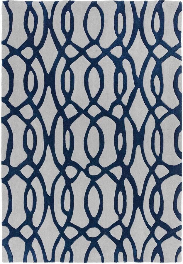 Eazy Living Easy Living Matrix-Wire-Blue Vloerkleed 160x230 Rechthoek Laagpolig Tapijt Modern Blauw Grijs