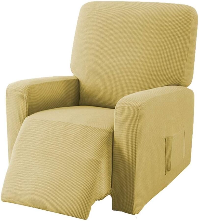 EBETA E Jacquard fauteuilhoes fauteuilbeschermer stretchhoes voor relaxstoel compleet elastische hoes voor tv-stoel ligfauteuil (geel)