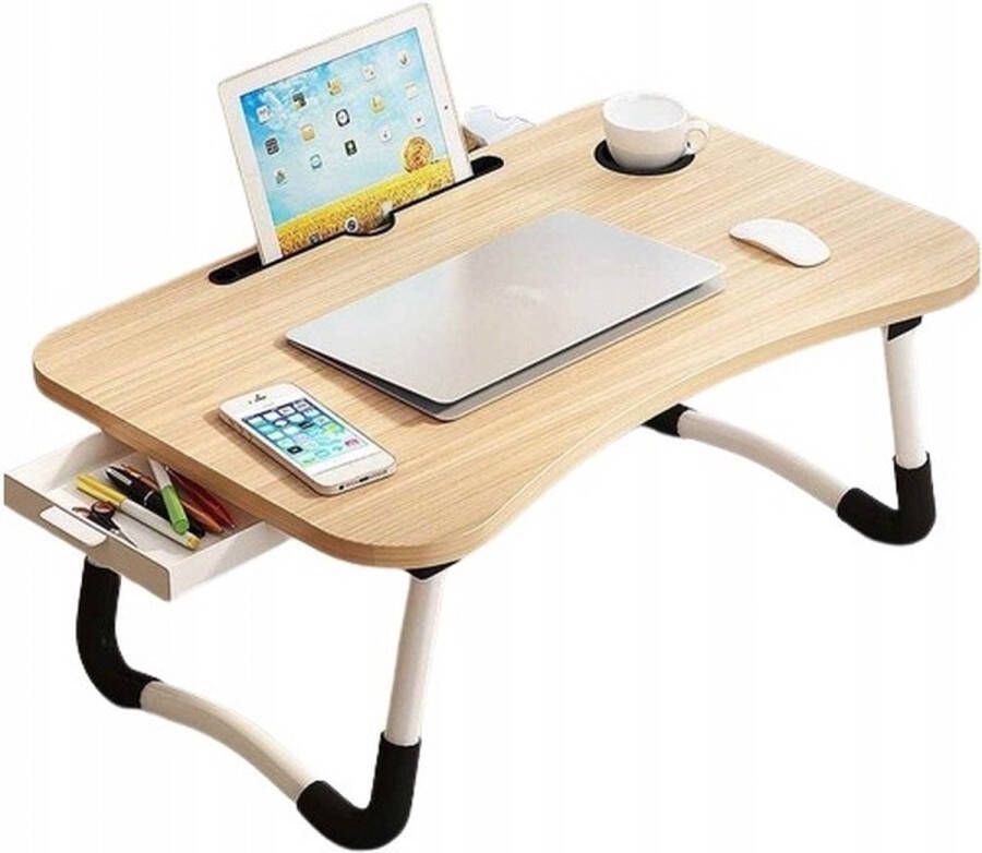 ECarla Bedtafels Laptopstandaard Laptoptafel Schoottafel Bedtafel Walnoot 60 x 40 x 27 cm