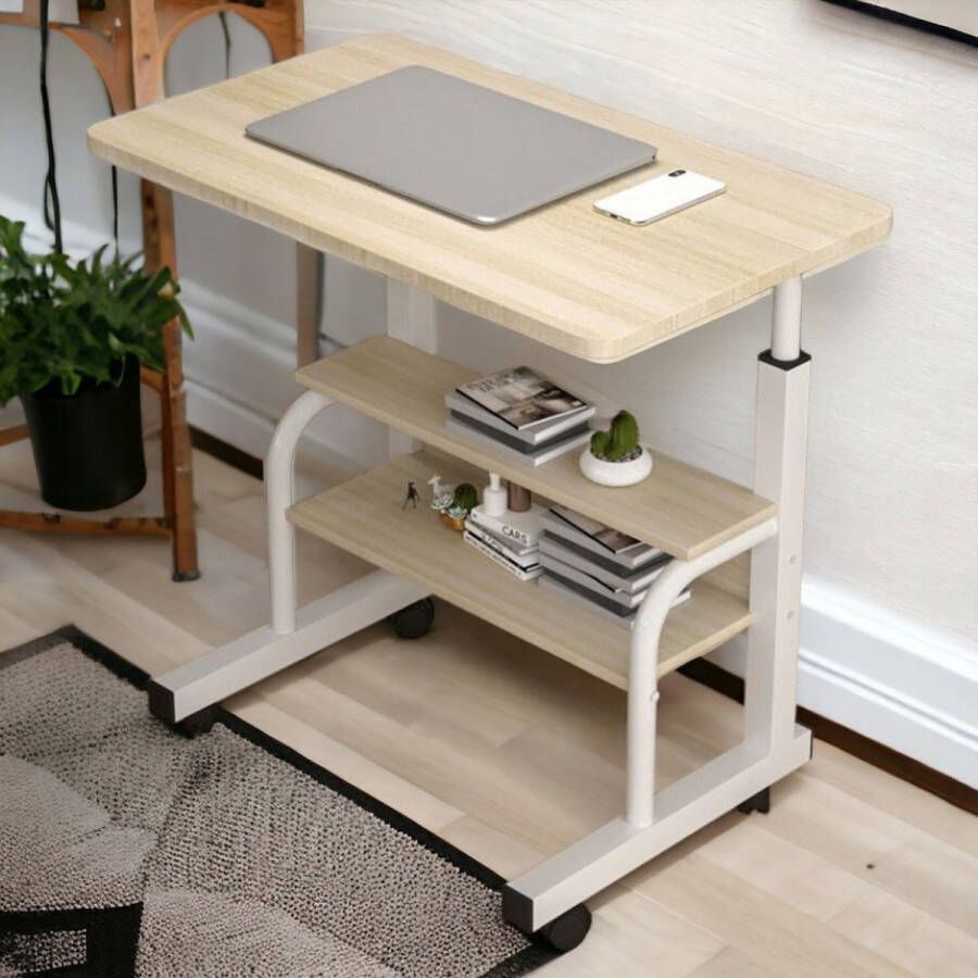 ECarla Mobiele Bureau Laptop bijzettafel Sta bureau voor laptop tafel voor thuis Bureau Op Wielen thuiskantoor Hout (80cm * 40cm)