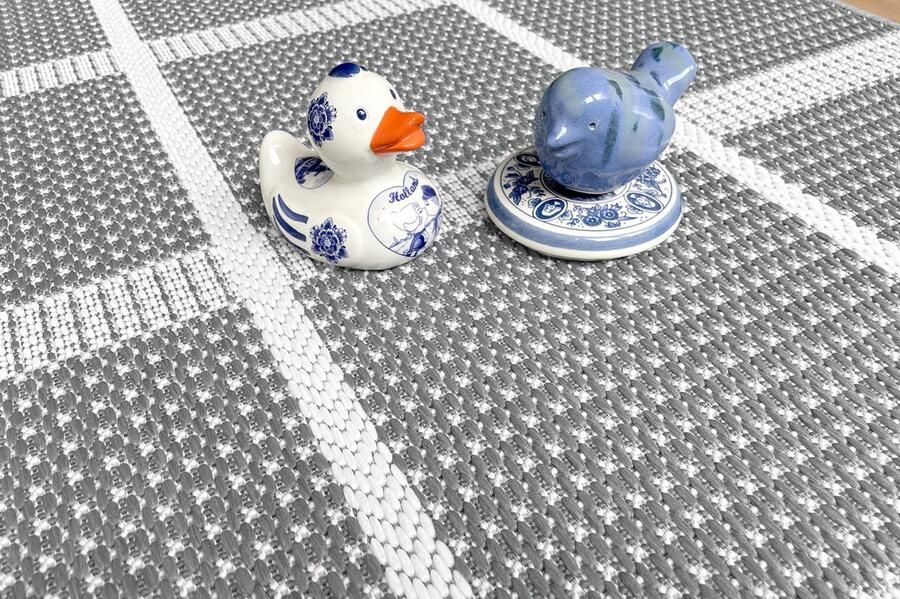 ECarpet Vloerkleed POGO EC2001 Grijs platgewoven voor BINNEN & BUITEN 120cm x 180cm