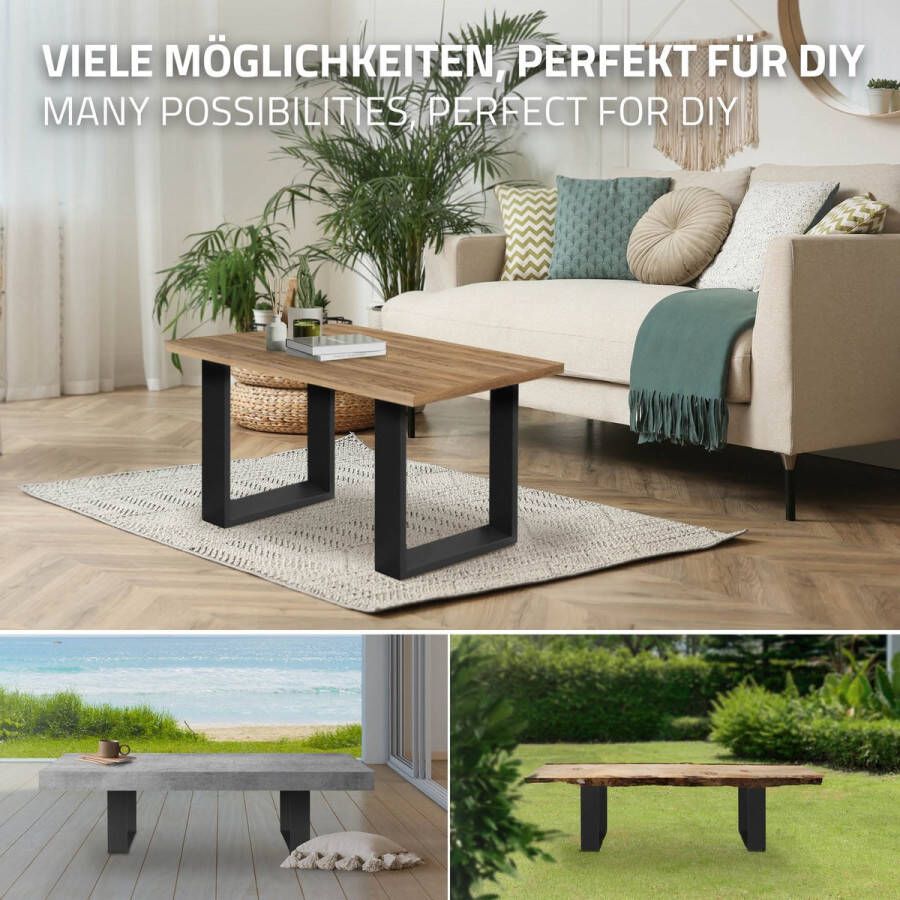 ECD Germany 2 stuks tafelpoten 30 x 43 cm zwart gepoedercoat staal - Foto 5