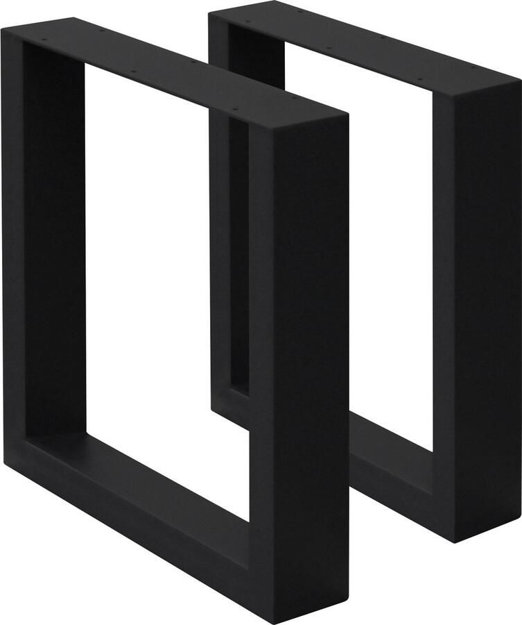 Ecd germany 2x tafelpoten bankrunners van vierkante profielen 40x43 cm zwart gepoedercoat staal industrieel ontwerp metalen tafelframe - Foto 4