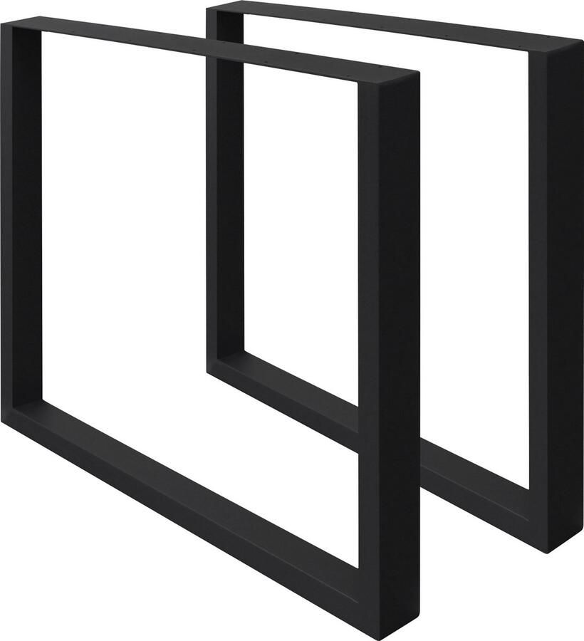 Ecd germany 2x tafelpoten tafellopers van vierkante profielen 70x72 cm zwart gepoedercoat staal industrieel ontwerp metalen tafelframe - Foto 2