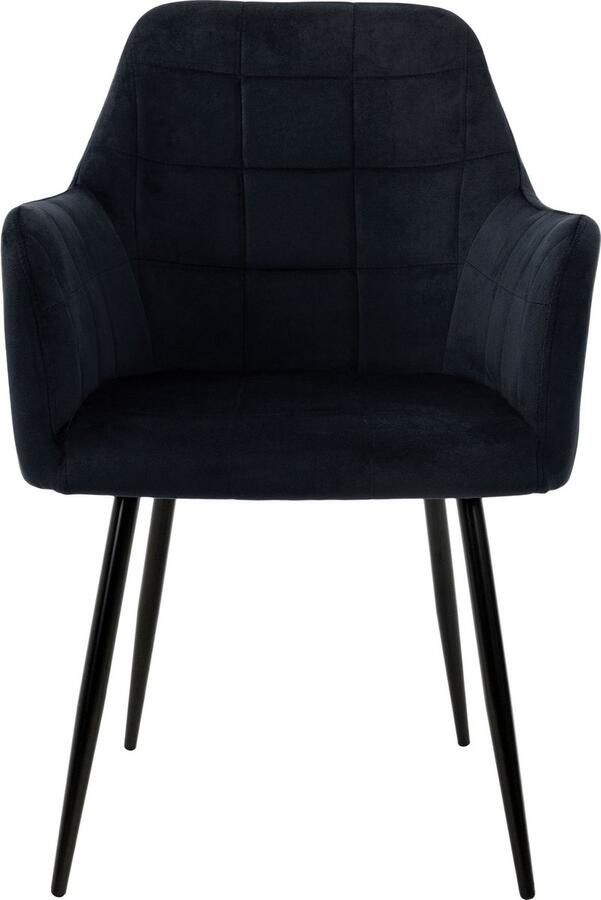 Ecd germany Eetkamerstoel set van 2 met rugleuning en armleuningen donkergrijs Keukenstoel met microvezel fluwelen bekleding - Foto 12
