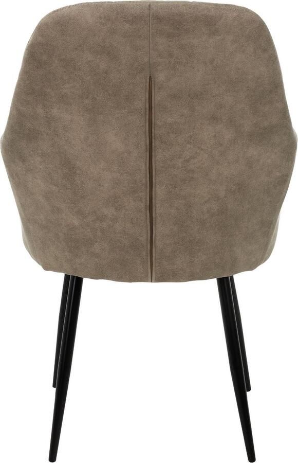 Ecd germany Eetkamerstoel set van 8 met rugleuning en armleuningen Olijf keukenstoel met kunstlederen bekleding