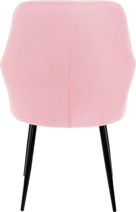 Ecd germany Eetkamerstoel set van 8 met rugleuning en armleuningen Roze keukenstoel met microvezel fluwelen hoes