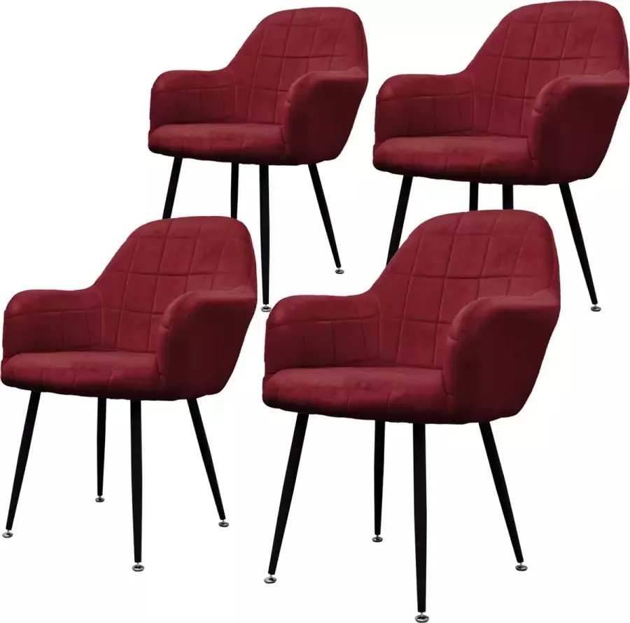 ECD Germany Set van 2 eetkamerstoelen Bordeaux met rugleuning en armleuningen - Foto 3